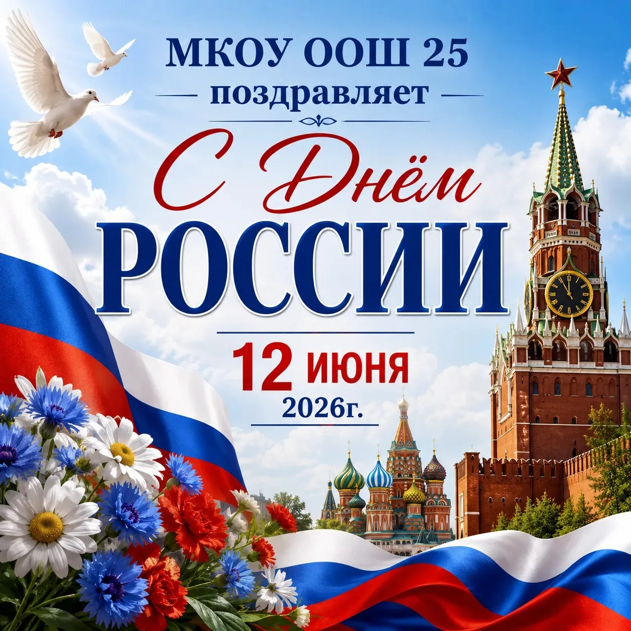 Поздравляем с Днем России! Величие и мощь нашей страны вызывает трепет и уважение. Пусть в душе кажд