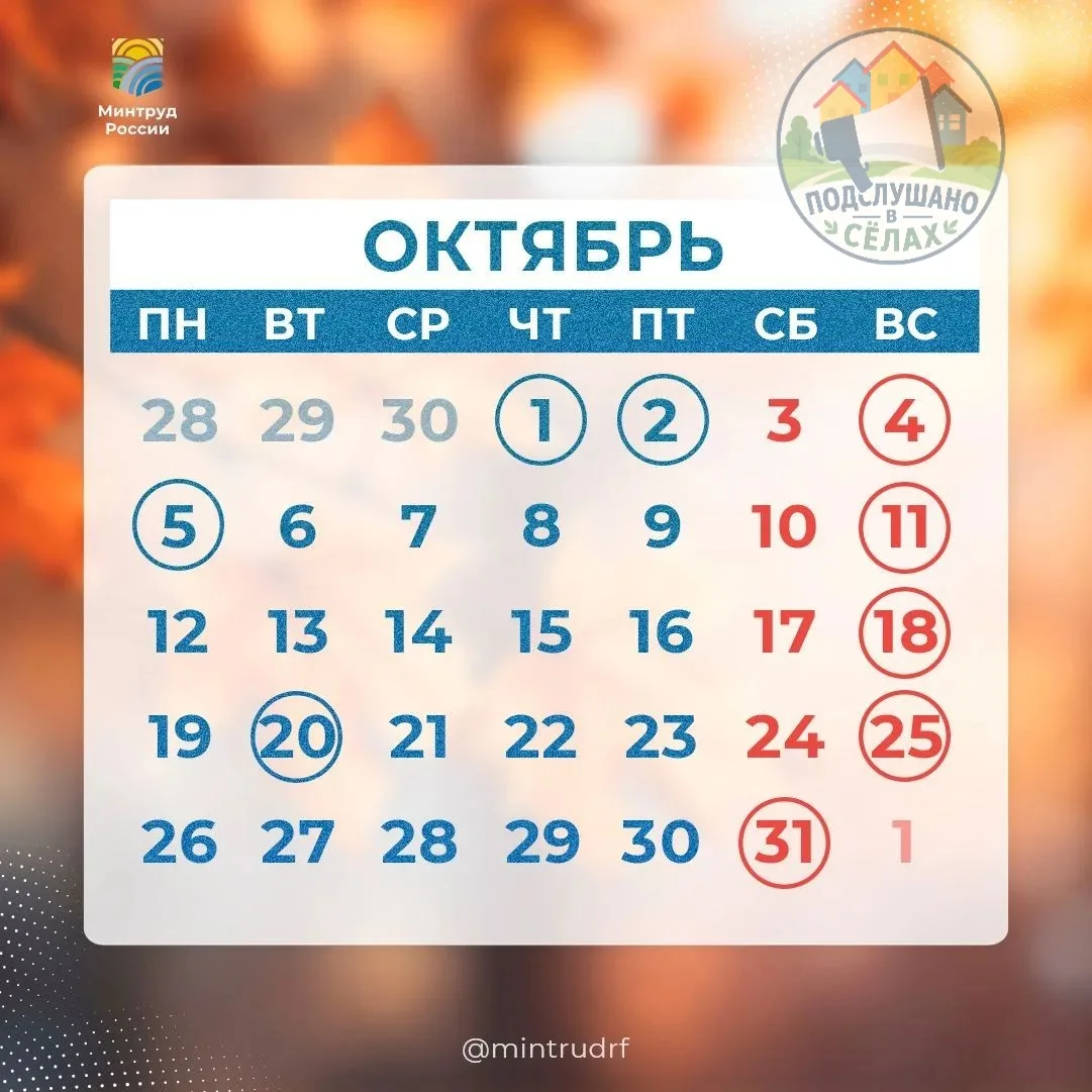🗓 ОКТЯБРЬСКИЙ календарь семейных и профессиональных праздников