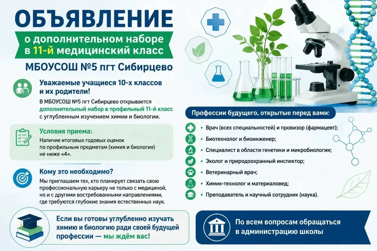 Дополнительный набор в медицинский класс! 💉