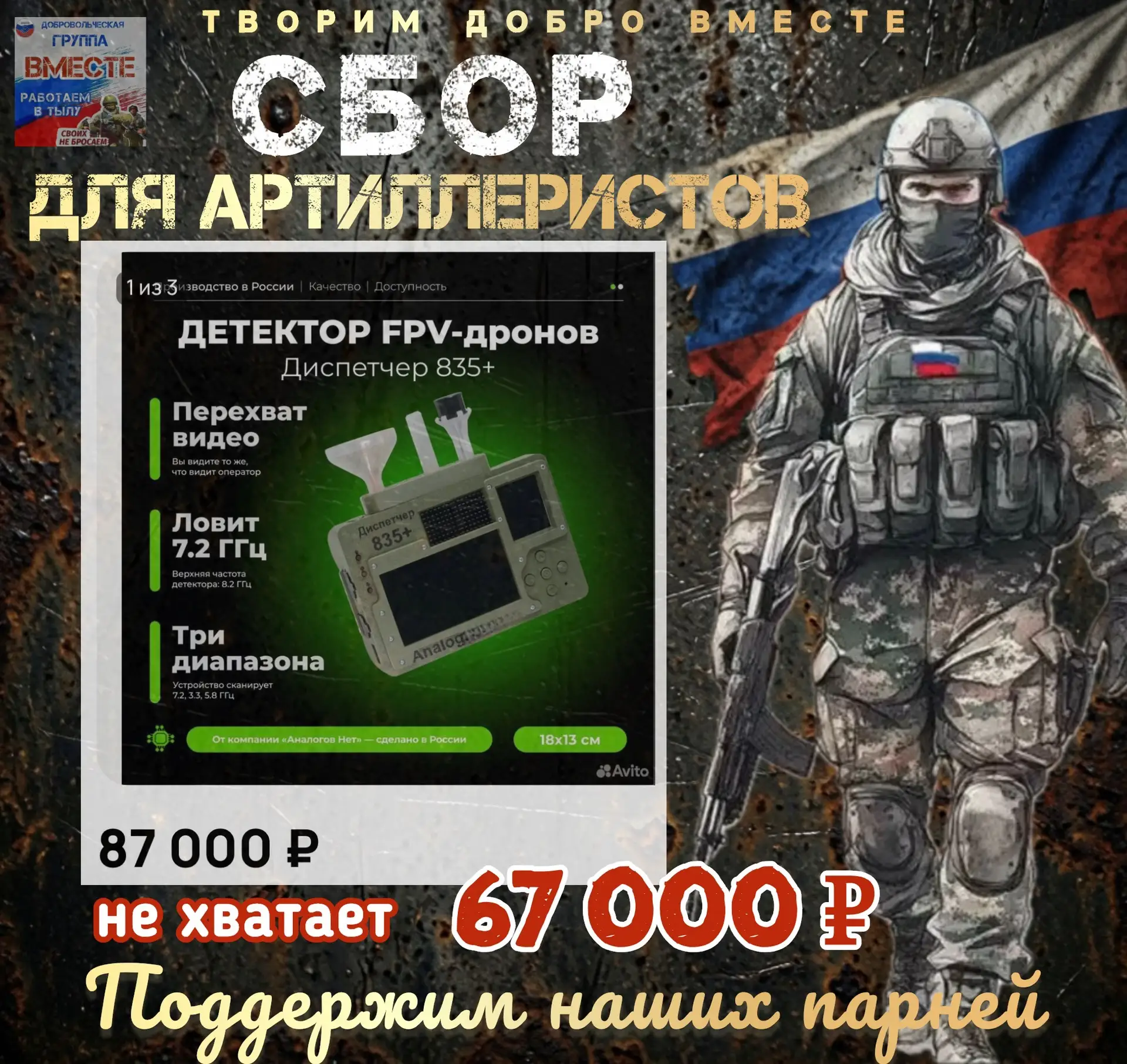❗️Друзья, первая задача в новом сборе для артиллеристов - покупка детектора FPV дронов ...