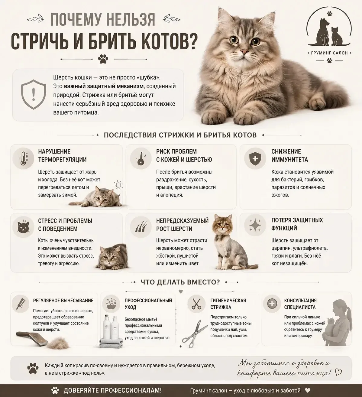 🐱 Почему не рекомендуется брить котов?
