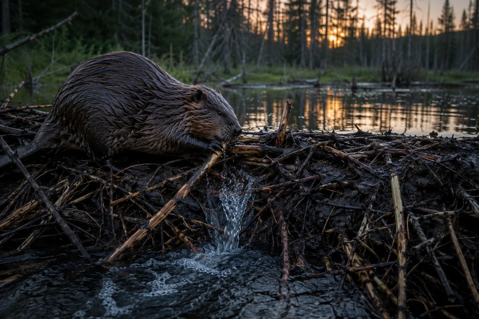 Бобры слышат воду за плотиной

Шум текущей воды запускает у бобров строительное поведение. Даже запи