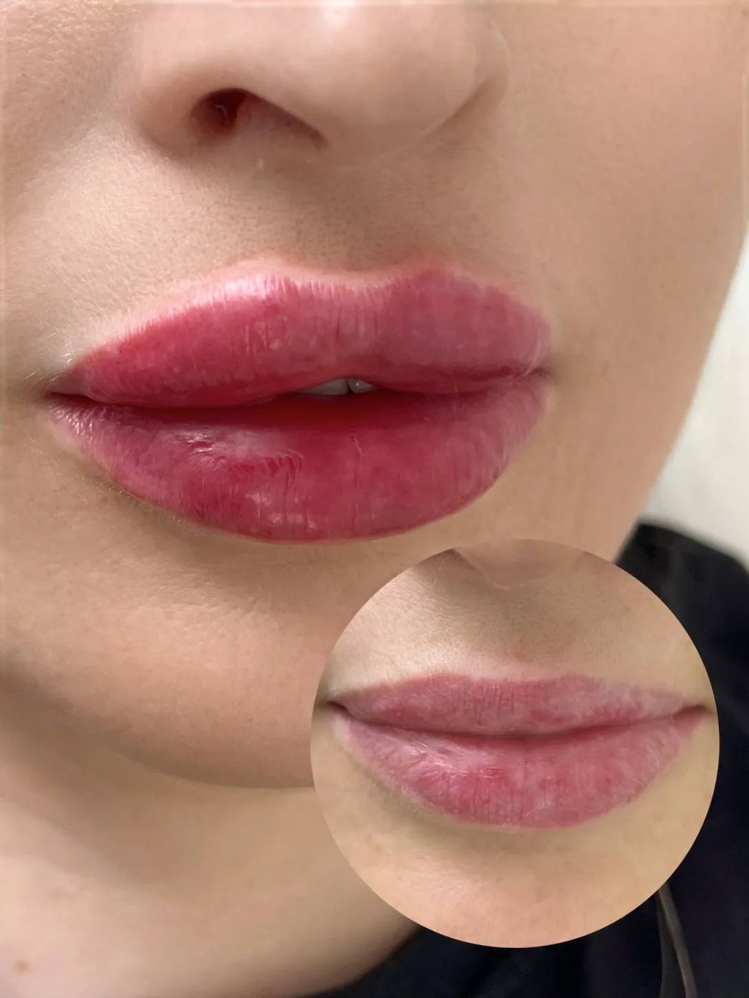 👄КОНТУРНАЯ ПЛАСТИКА ГУБ. Фото сразу после процедуры.