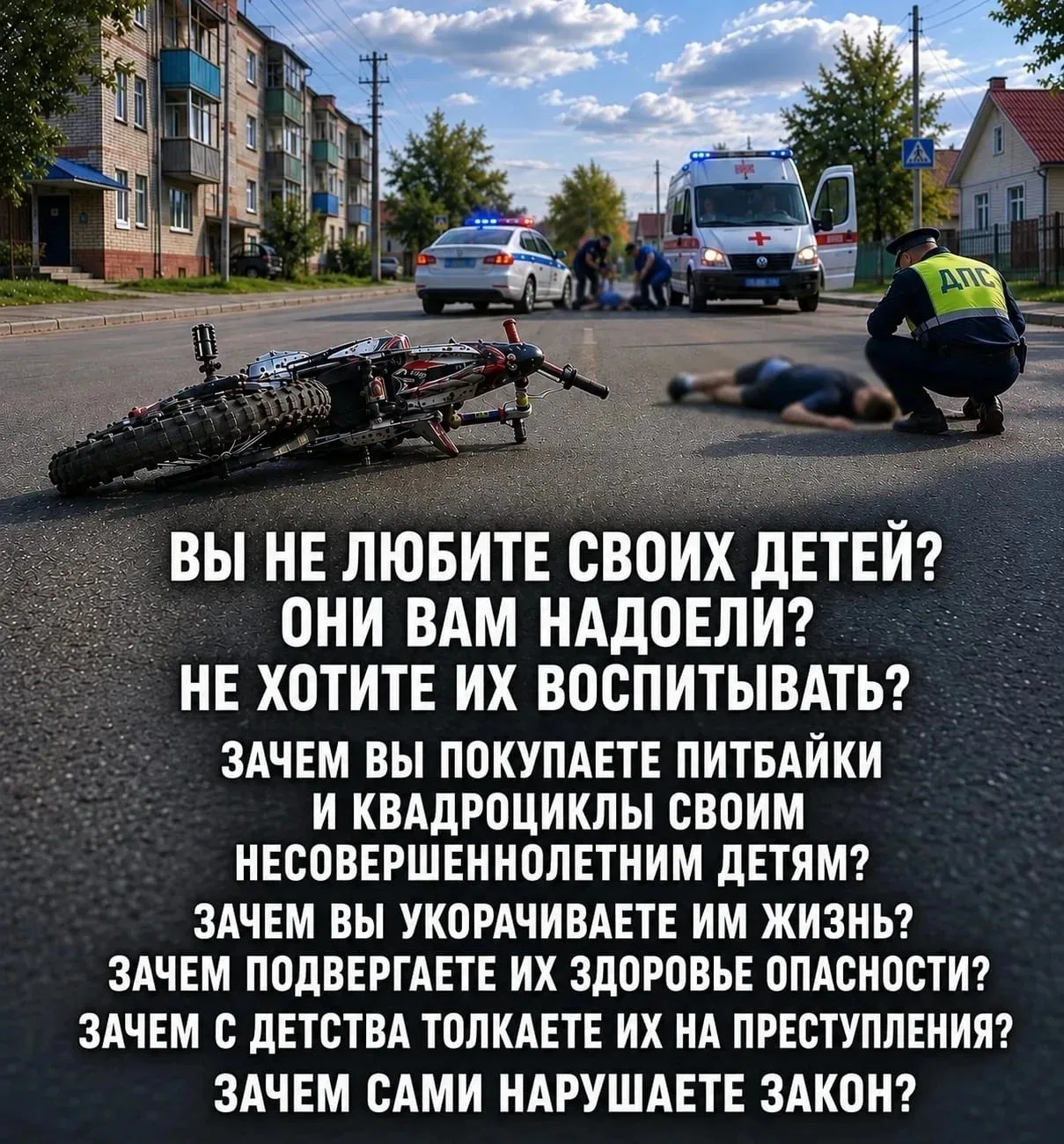 🚨После каждого ДТП с участием подростка на питбайке или квадроцикле возникает один и т...