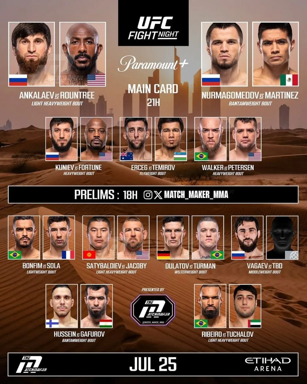 🧨Актуальный файткард 25  июля #UFCAbuDhabi