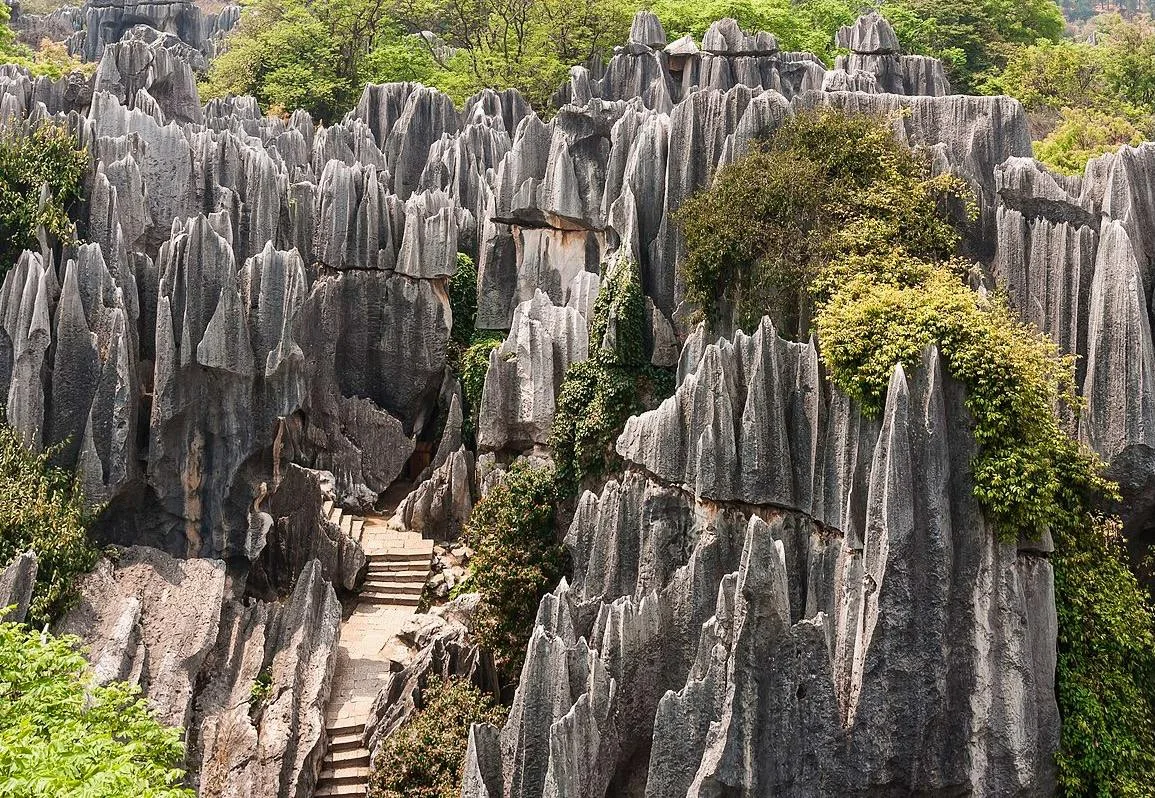 Каменный Лес Шилинь в Куньмине, Китай 🇨🇳  🔹 Каменный Лес Шилинь - комплекс известняковых скал в 90 к