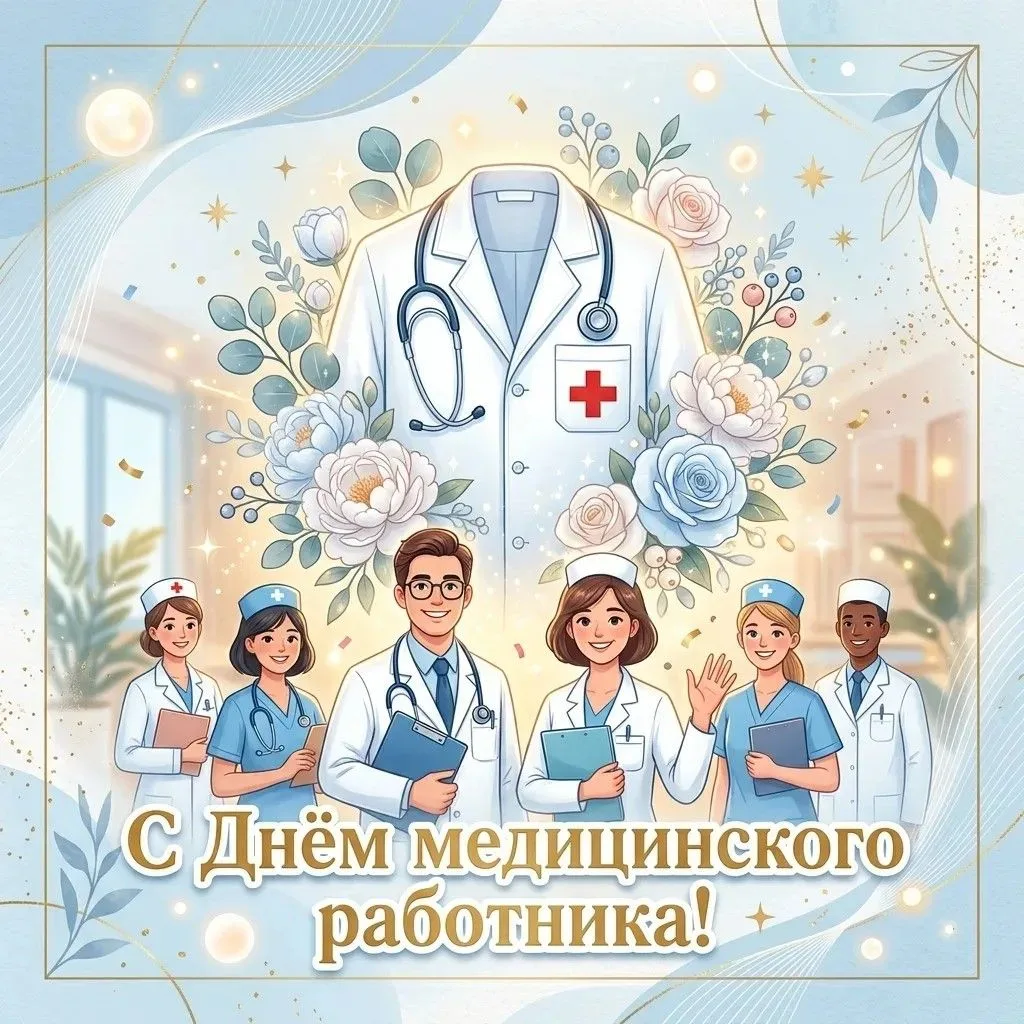 Дорогие хранители здоровья! 🩺 Сердечно поздравляем вас с профессиональным праздником. Ваш труд — эт