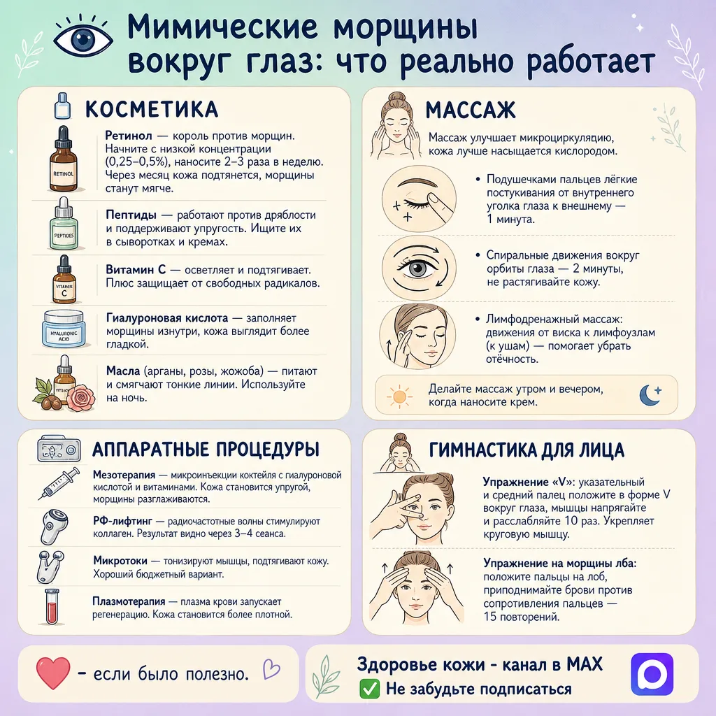 👁️ Мимические морщины вокруг глаз: что реально работает