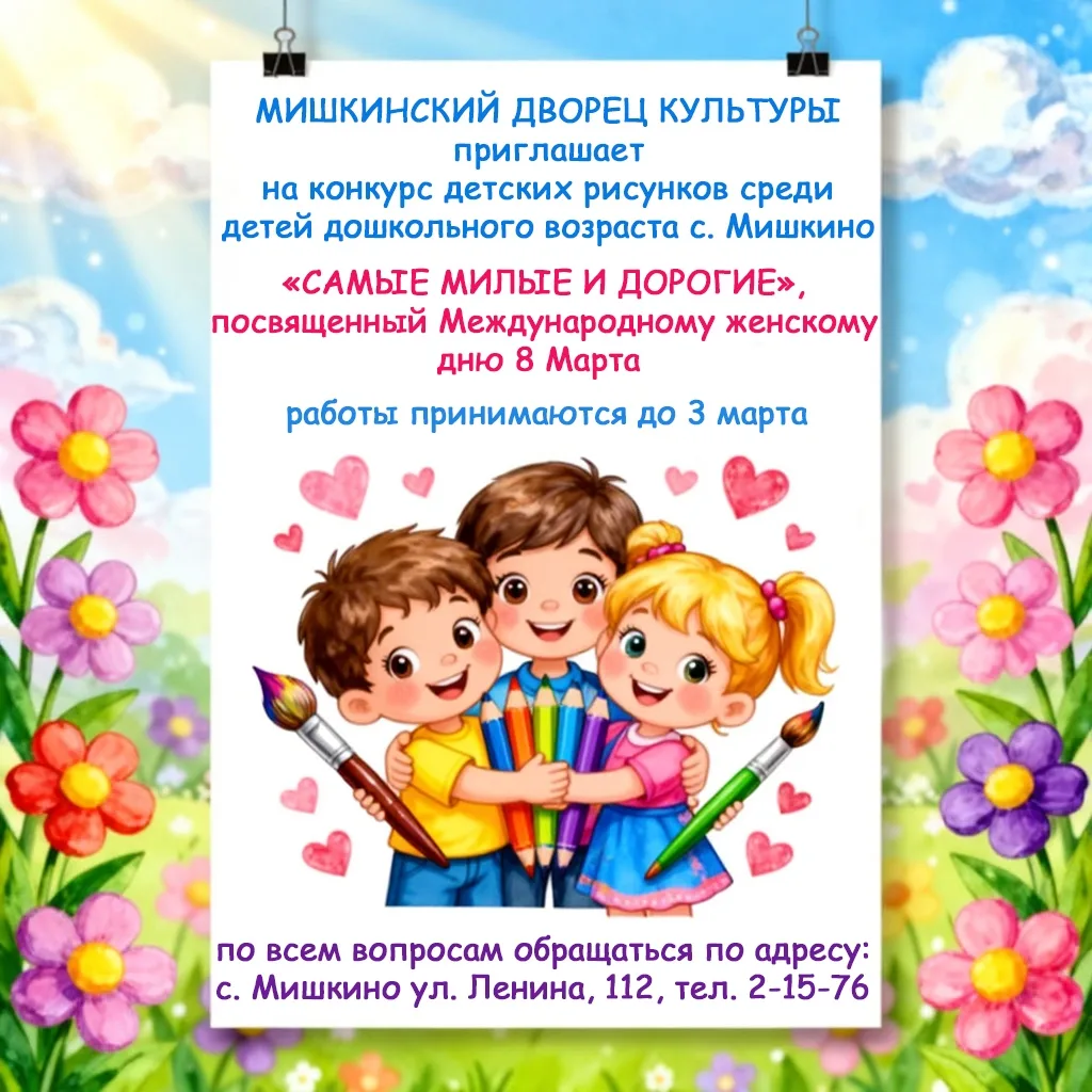 🎉 Конкурс детских рисунков «Самые милые и дорогие» — к 8 Марта!