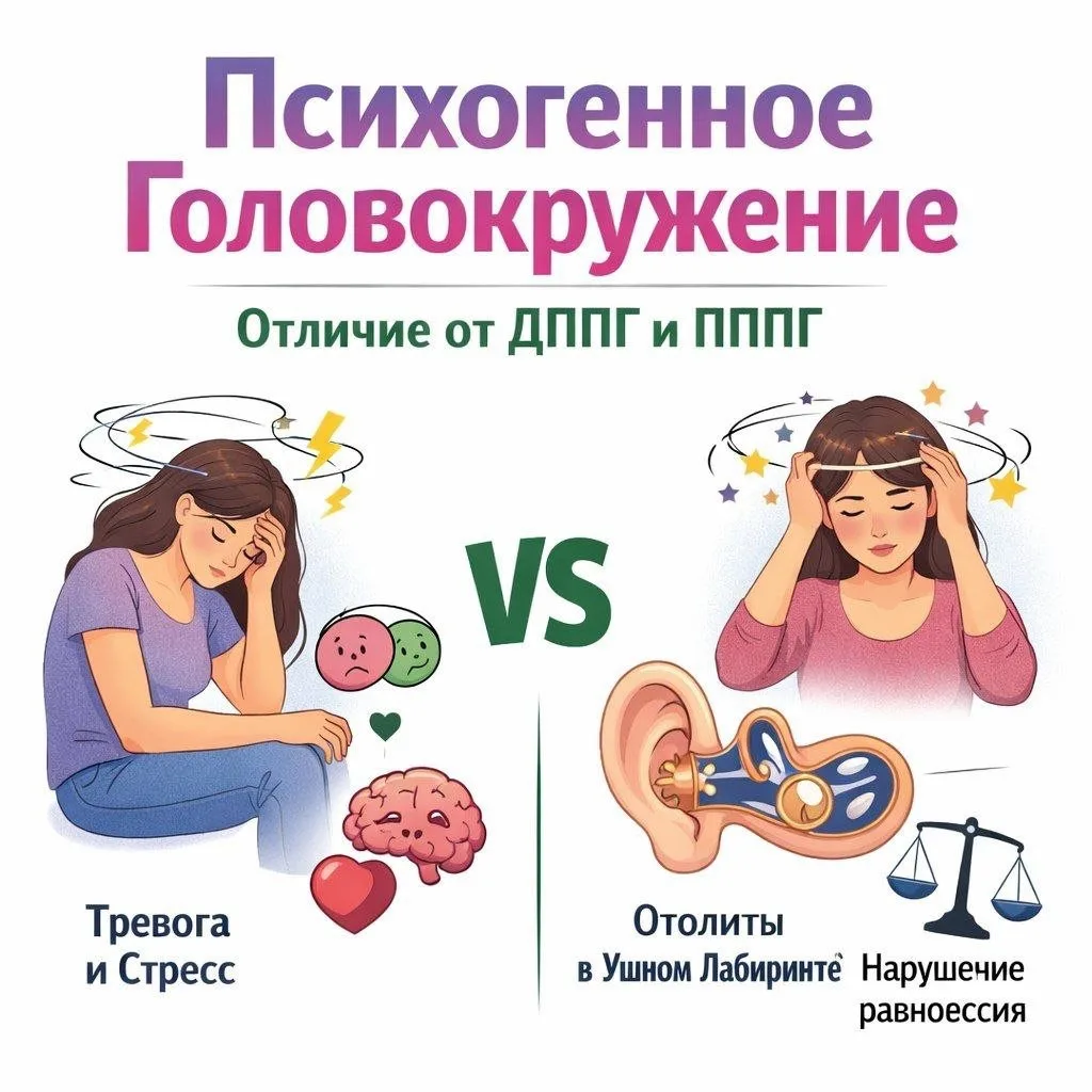 Когда голова кружится от страха, а не от болезни… 

Подробное описание симптомов ДППГ и ПППГ, а такж