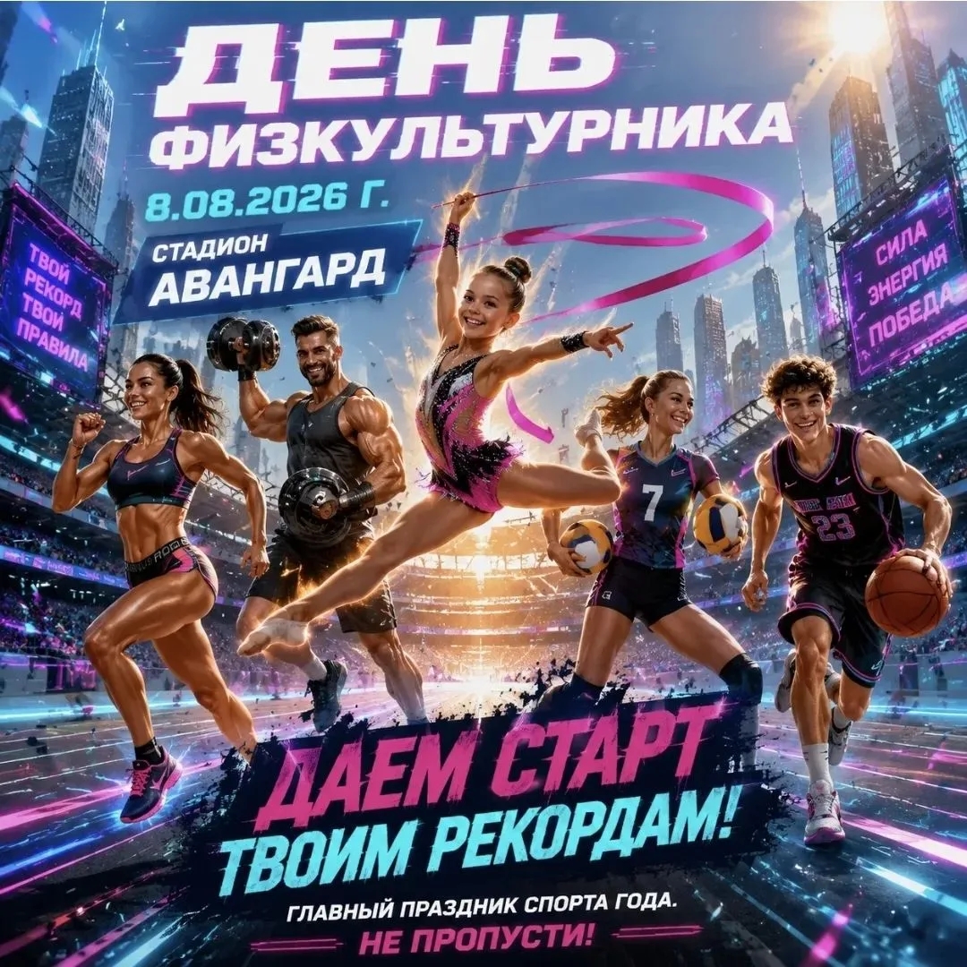 🔥ДЕНЬ ФИЗКУЛЬТУРНИКА — 2026!🔥

🎯8 августа 2026 года.
‼️ДАЁМ СТАРТ ТВОИМ РЕКОРДАМ‼️

➡️Место встре