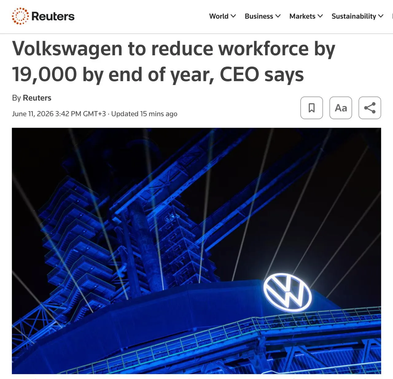 Volkswagen сократит 19 000 сотрудников к концу года

Гендиректор Оливер Блюме объявил, что к концу 2