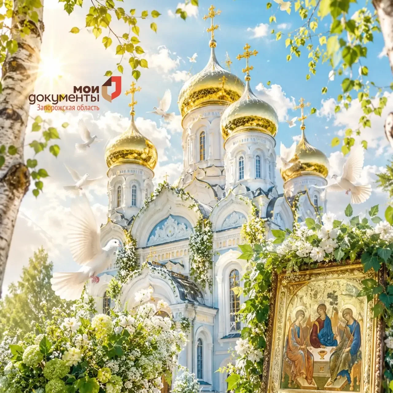 Поздравляем православных христиан со светлым праздником Святой Троицы!