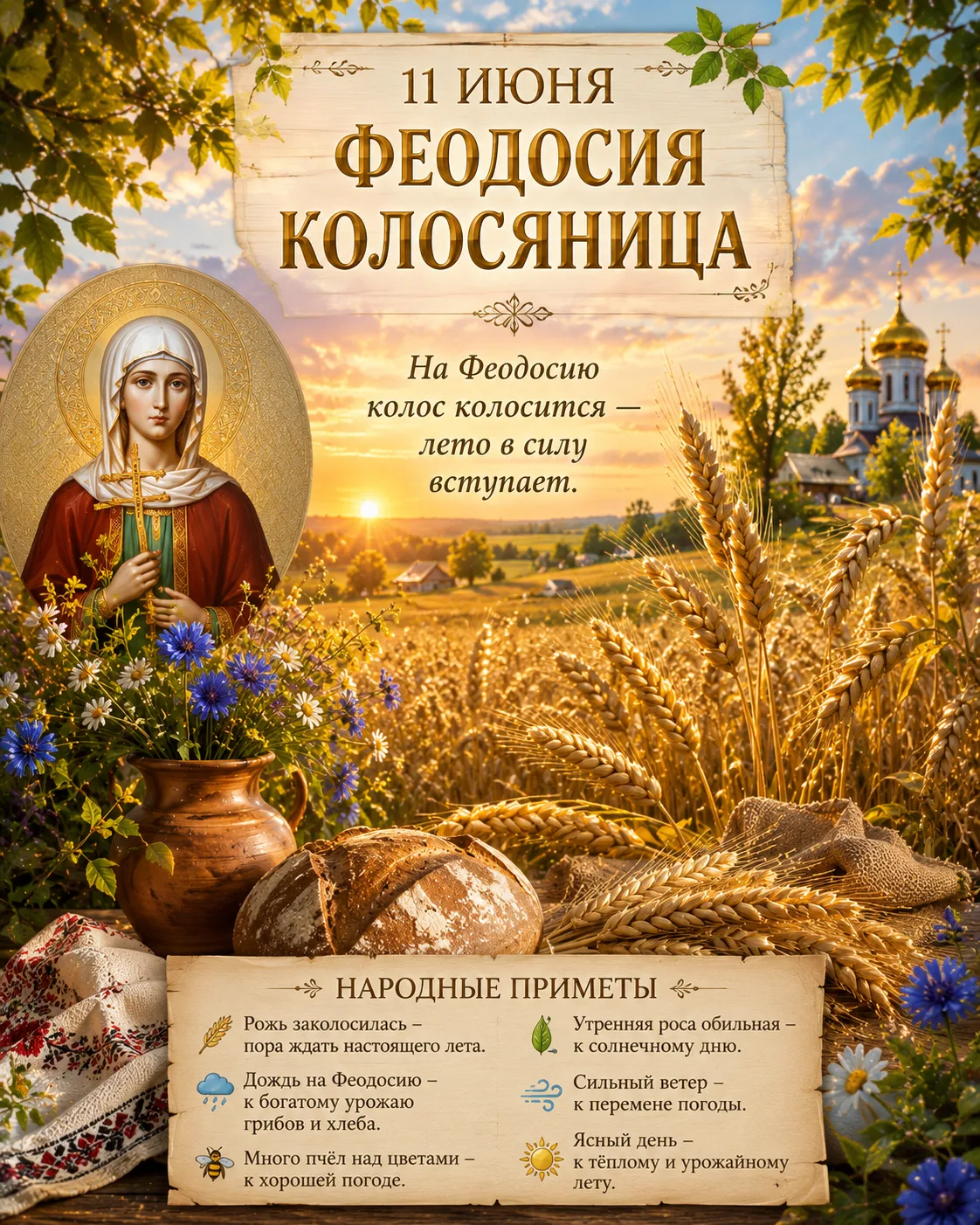 🌾✨ 11 ИЮНЯ — ФЕОДОСИЯ КОЛОСЯНИЦА ✨🌾
