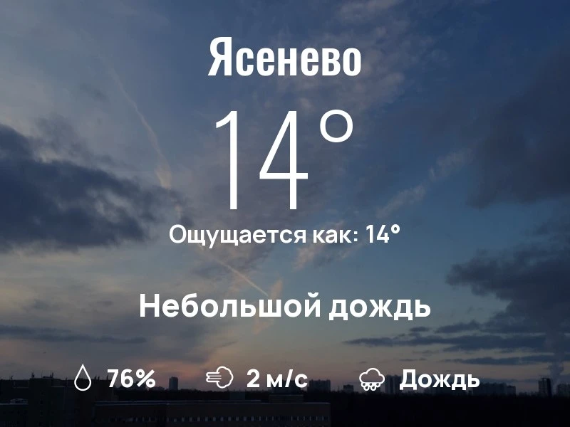 Что с погодой в Ясенево?