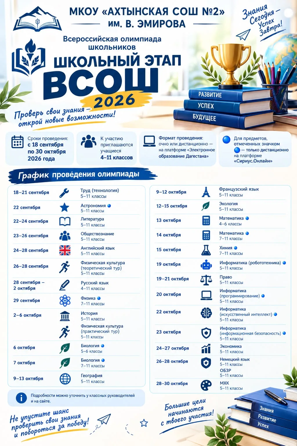 •Школьный этап Всероссийской олимпиады школьников — 2026•