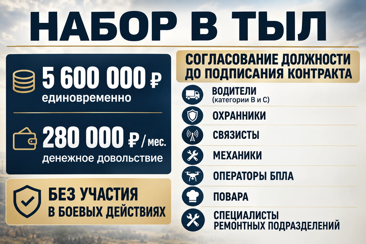 ⚡С 5 сентября открыт набор мужчин ТЫЛОВЫЕ подразделения!