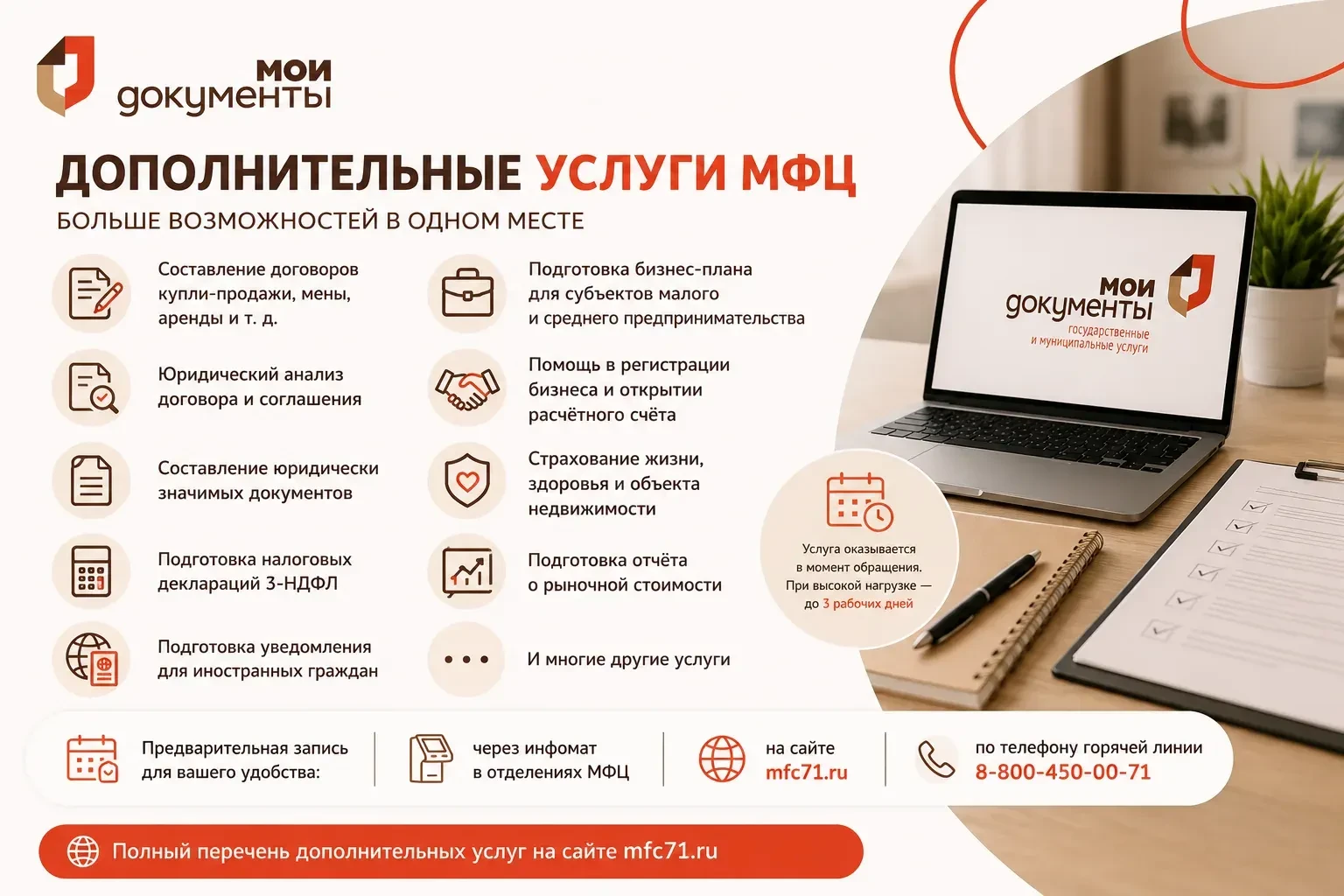 Дополнительные услуги МФЦ: больше возможностей в одном месте! 

Знаете ли вы, что МФЦ Тульской облас