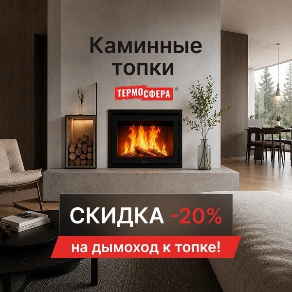 Дымоход -20% при приобретении каминной топки!