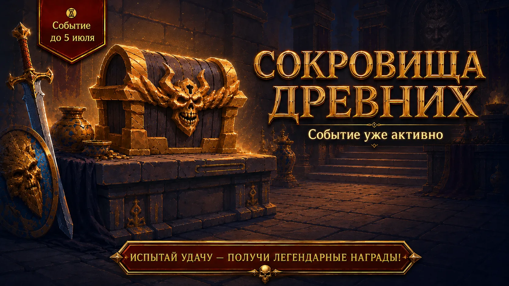 🎁 СОКРОВИЩА ДРЕВНИХ — НОВОЕ СОБЫТИЕ УЖЕ АКТИВНО!

В магазине стартовало событие «Сокровища древних»