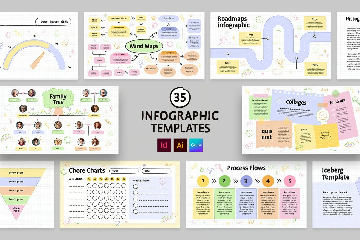 ✅ Cute School Infographic Templates Set