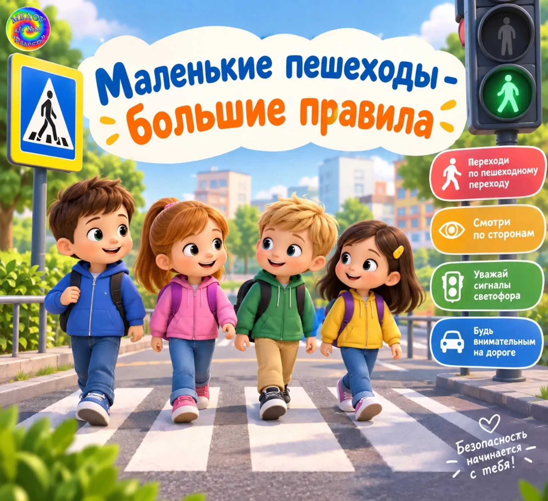 🚦МАЛЕНЬКИЕ ПЕШЕХОДЫ —БОЛЬШИЕ ПРАВИЛА!🚦