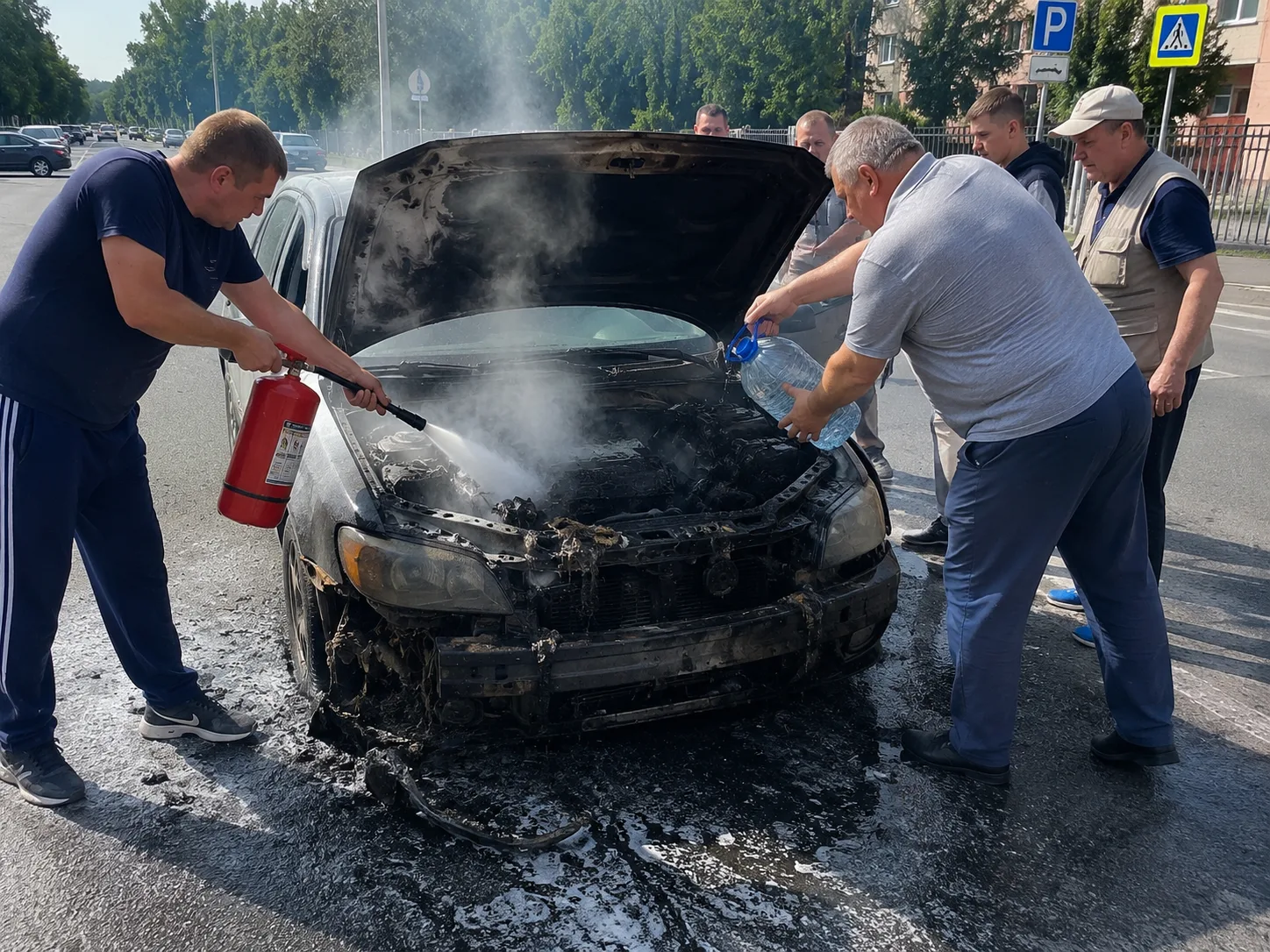 🔥 На улице С. Семёнова загорелся автомобиль — очевидец благодарит неравнодушных людей