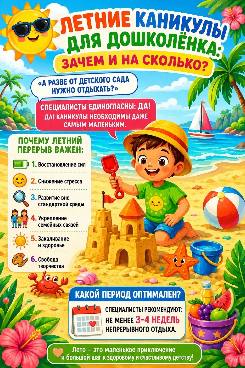☀️⛱️ Лето для дошколёнка — это не просто каникулы, а важное время для отдыха, оздоровления и новых в