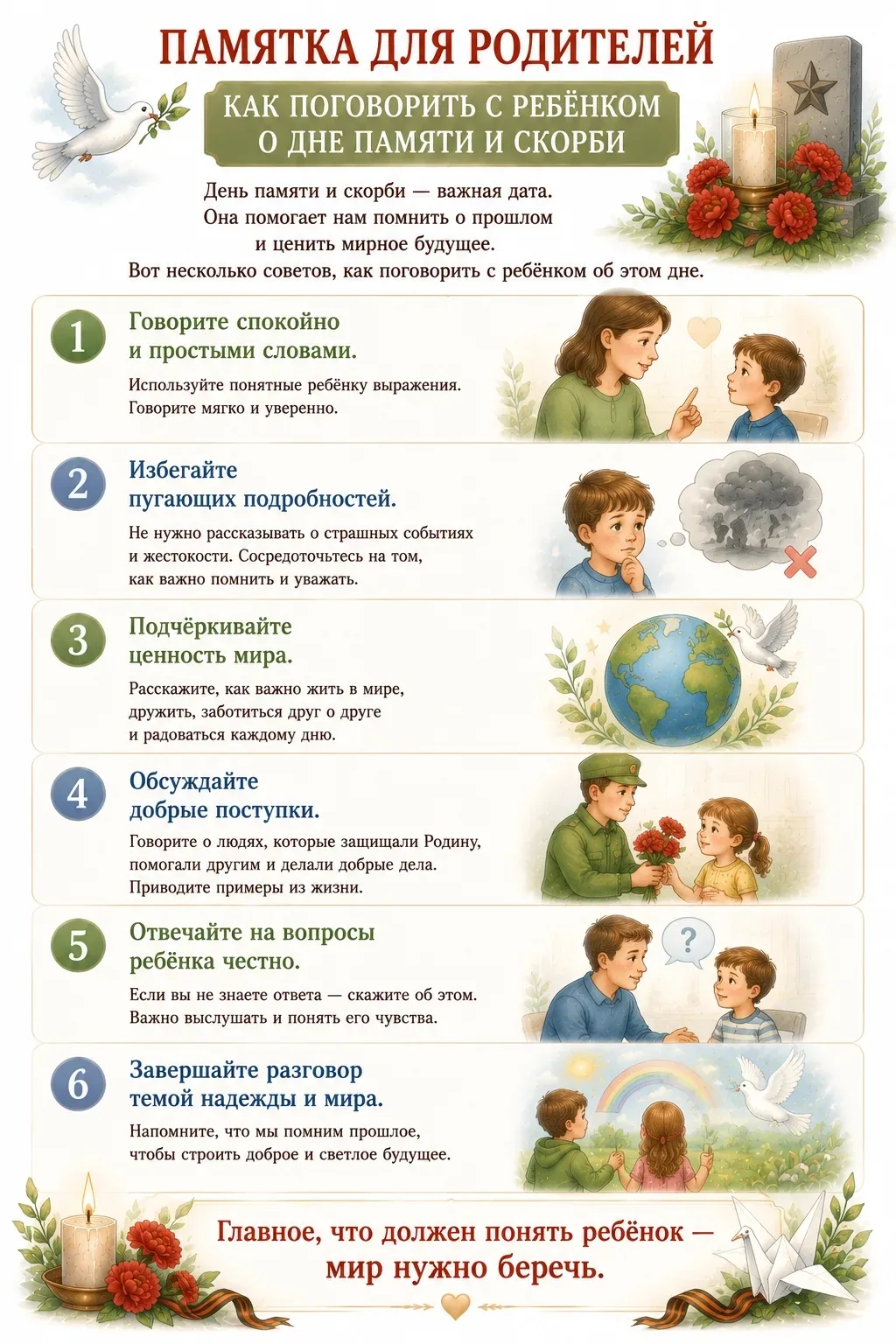Памятка для родителей "Как поговорить с ребенком о дне памяти и скорби"