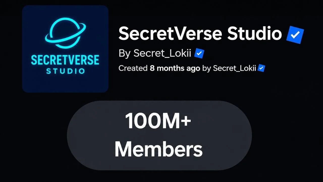 🤯 Сто лямов участников в группе!

Группа SecretVerse Studio стала первой группой в Roblox, которой 