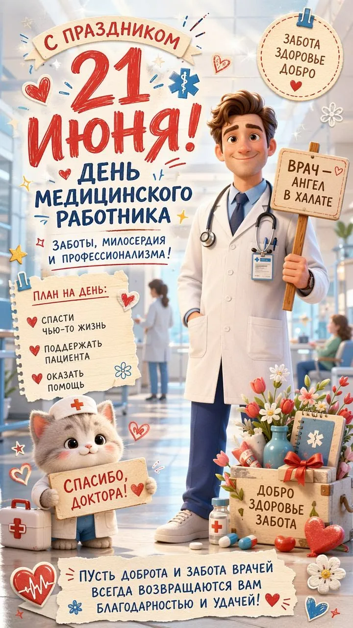 # 🩺 С ДНЕМ МЕДИЦИНСКОГО РАБОТНИКА! 🎉

Сегодня особенный день — мы поздравляем тех, кто каждый день