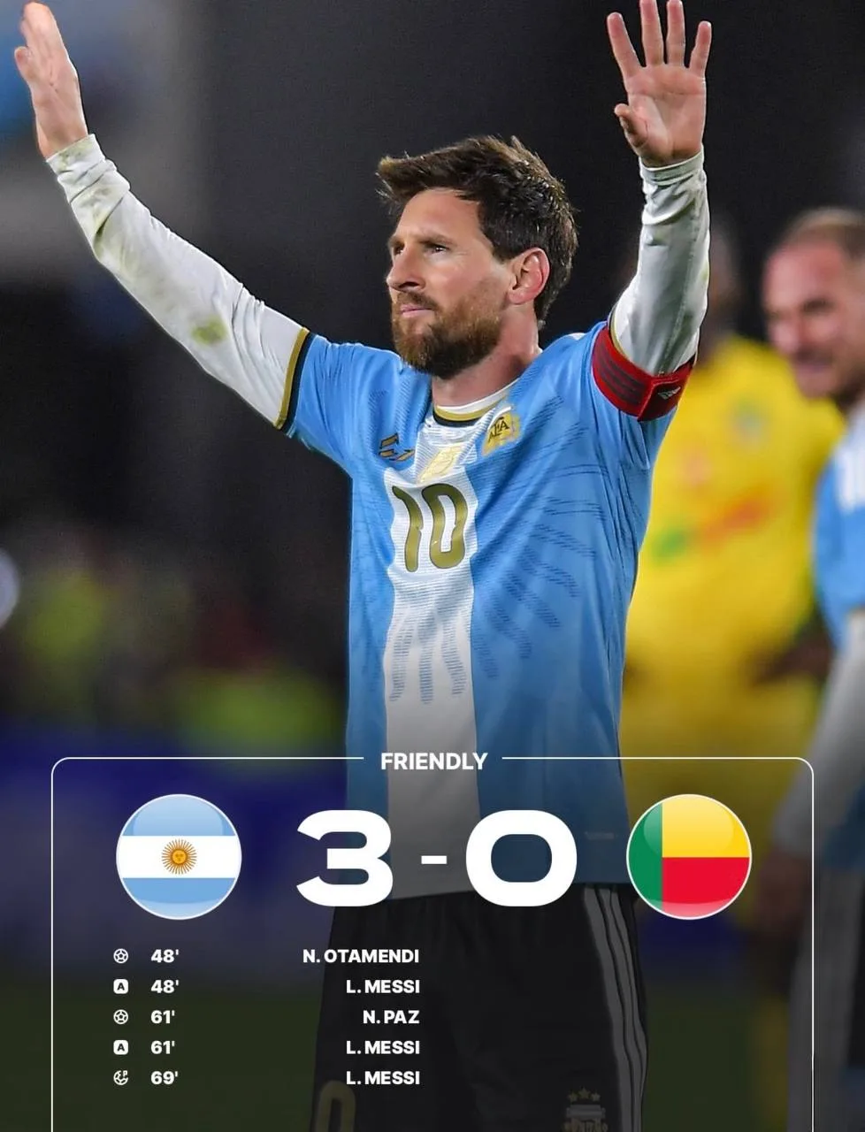 В своём прощальном матче за сборную Аргентины🇦🇷 Месси оформил 1+2