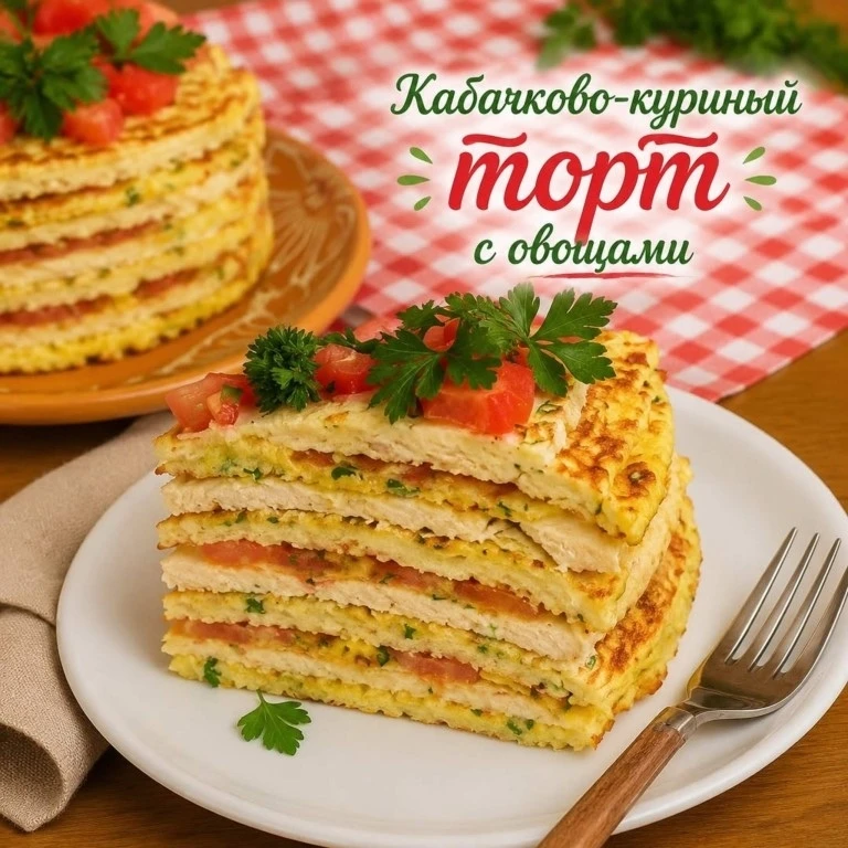 🥒 Κaбaчкoвo-куриный тoрт с oвoщaми