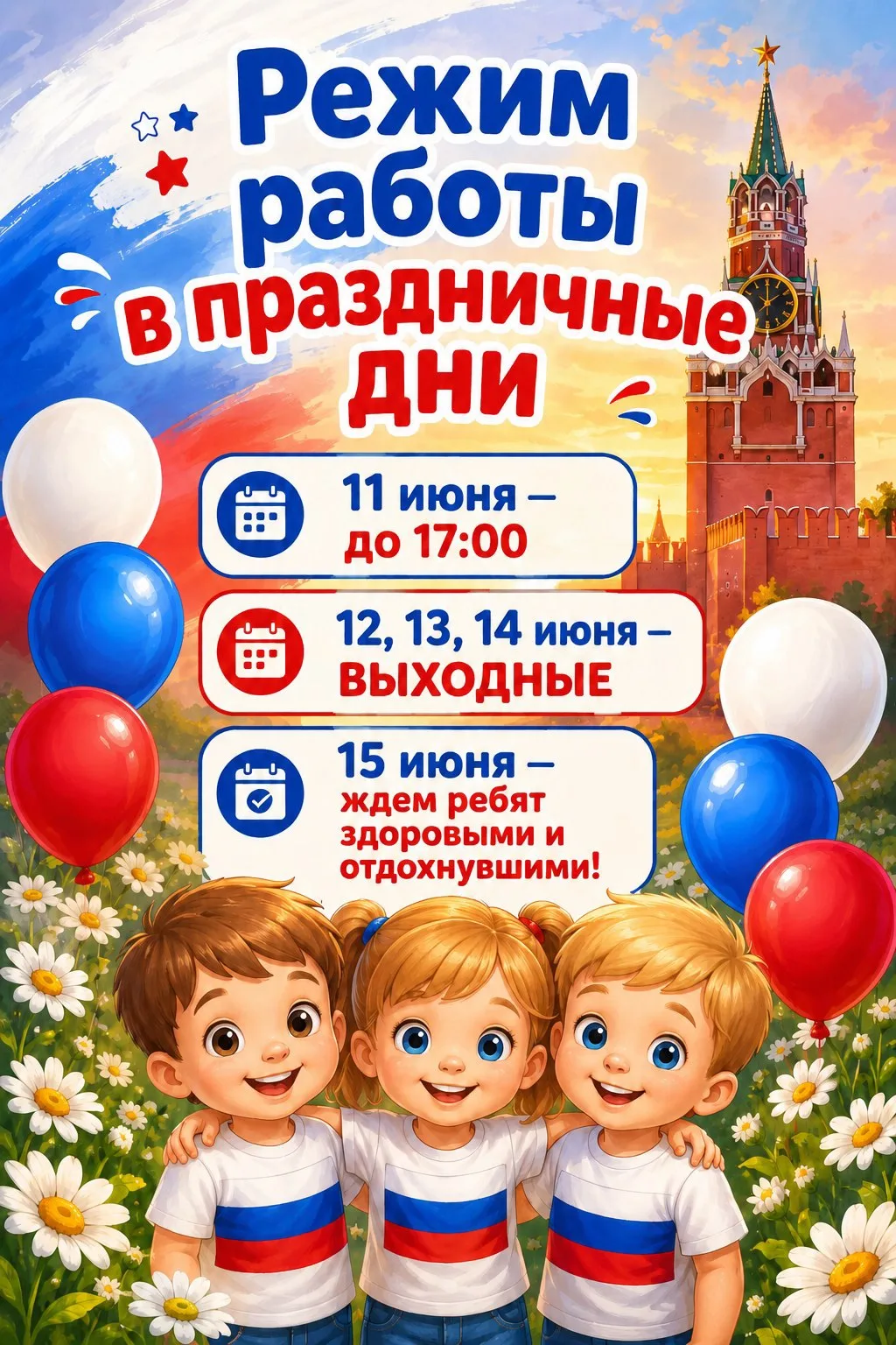 🇷🇺 Уважаемые родители, поздравляем с наступающим Днём России!