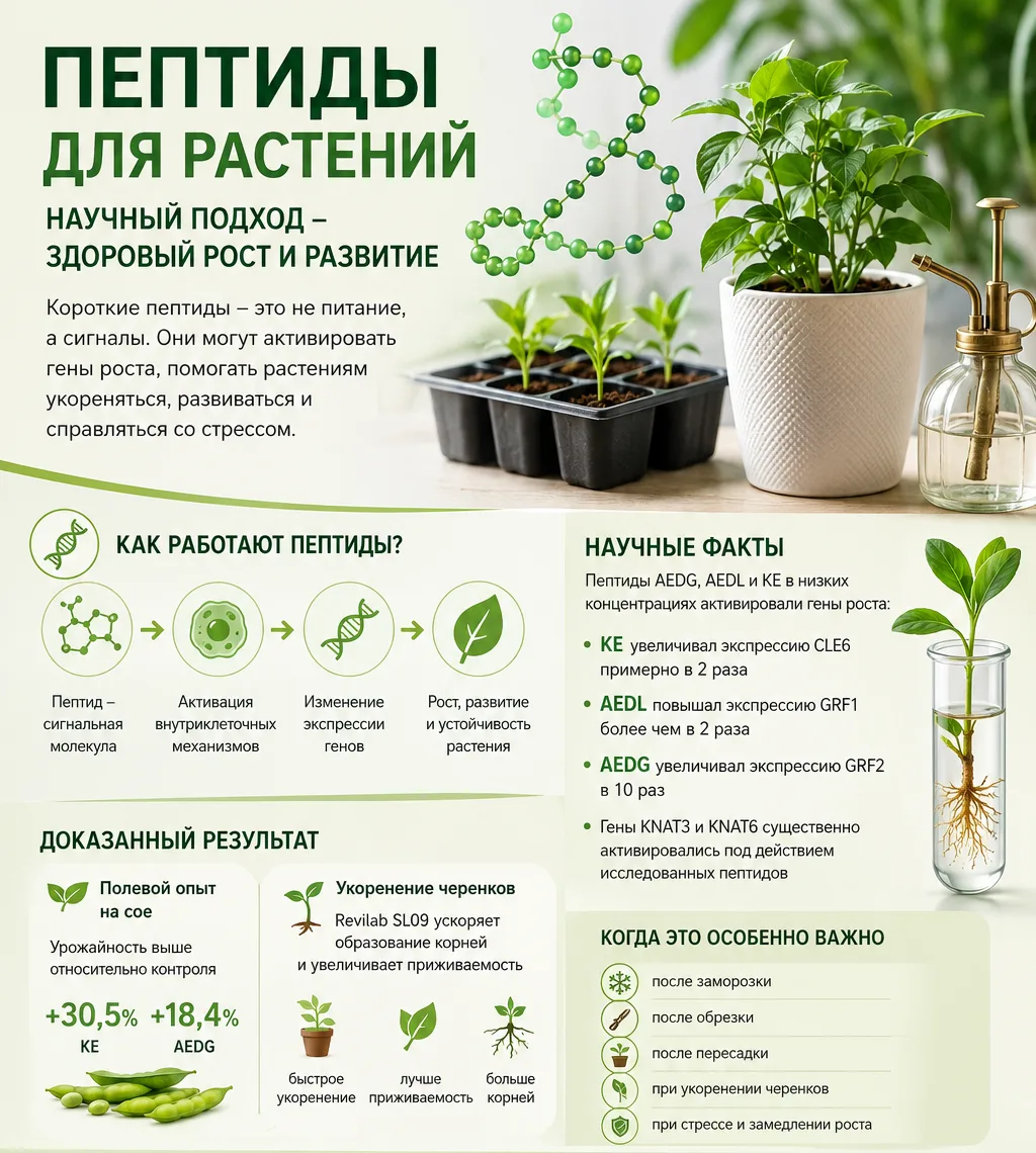 🌱 Пептиды для растений: что происходит на уровне клеток и как это можно применять на п...