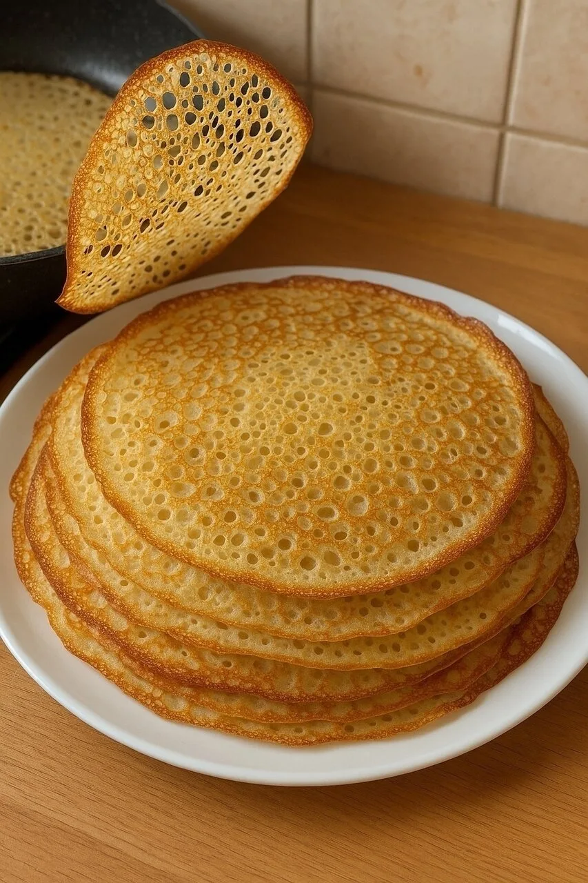 🥞 Блинчики на кефире с дырочками, приготовленные заварным способом