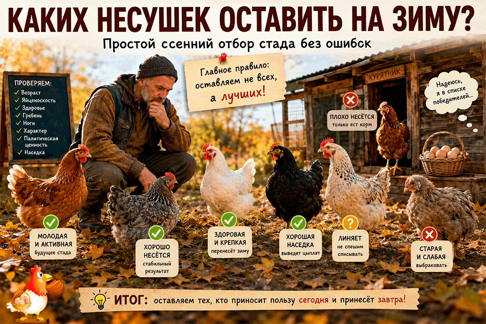 Каких несушек оставить на зиму – простой осенний отбор стада без ошибок, чтобы не корми...