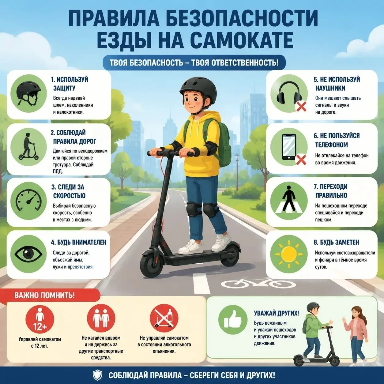 Лето в разгаре, а значит, самокаты снова главные герои наших парков! Чтобы прогулки приносили только