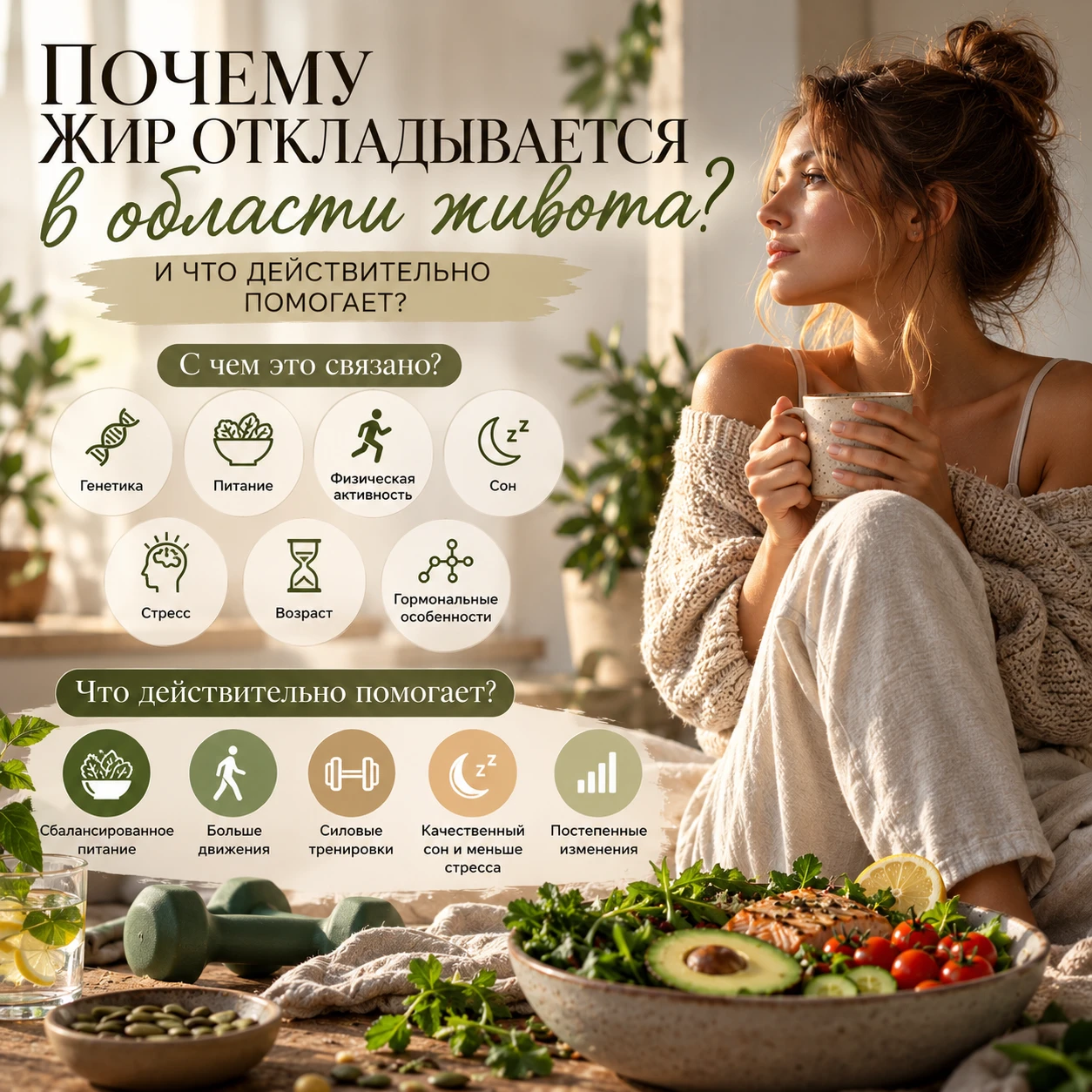 Что делать, если жир в основном откладывается на животе?