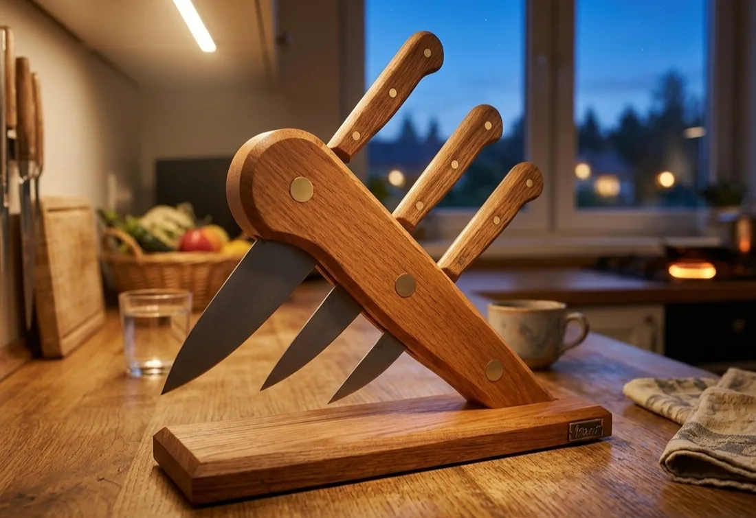 🔪 **Шедевр на вашей кухне!** Набор премиальных ножей на подставке из благородного американского дуб