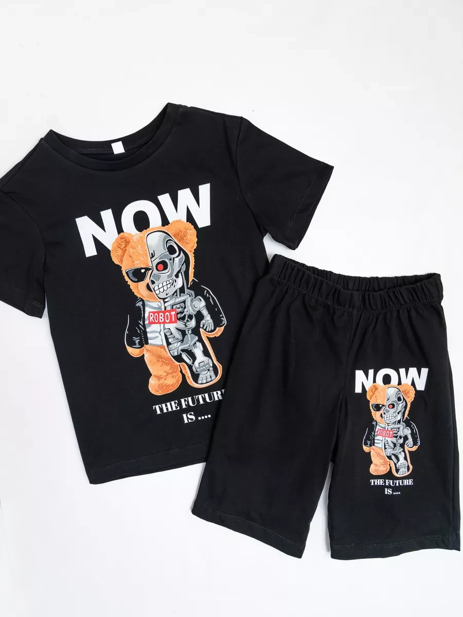 ⚡️ Пижама с шортами и футболкой стильная свободная, хлопок, SOLOVEY KIDS