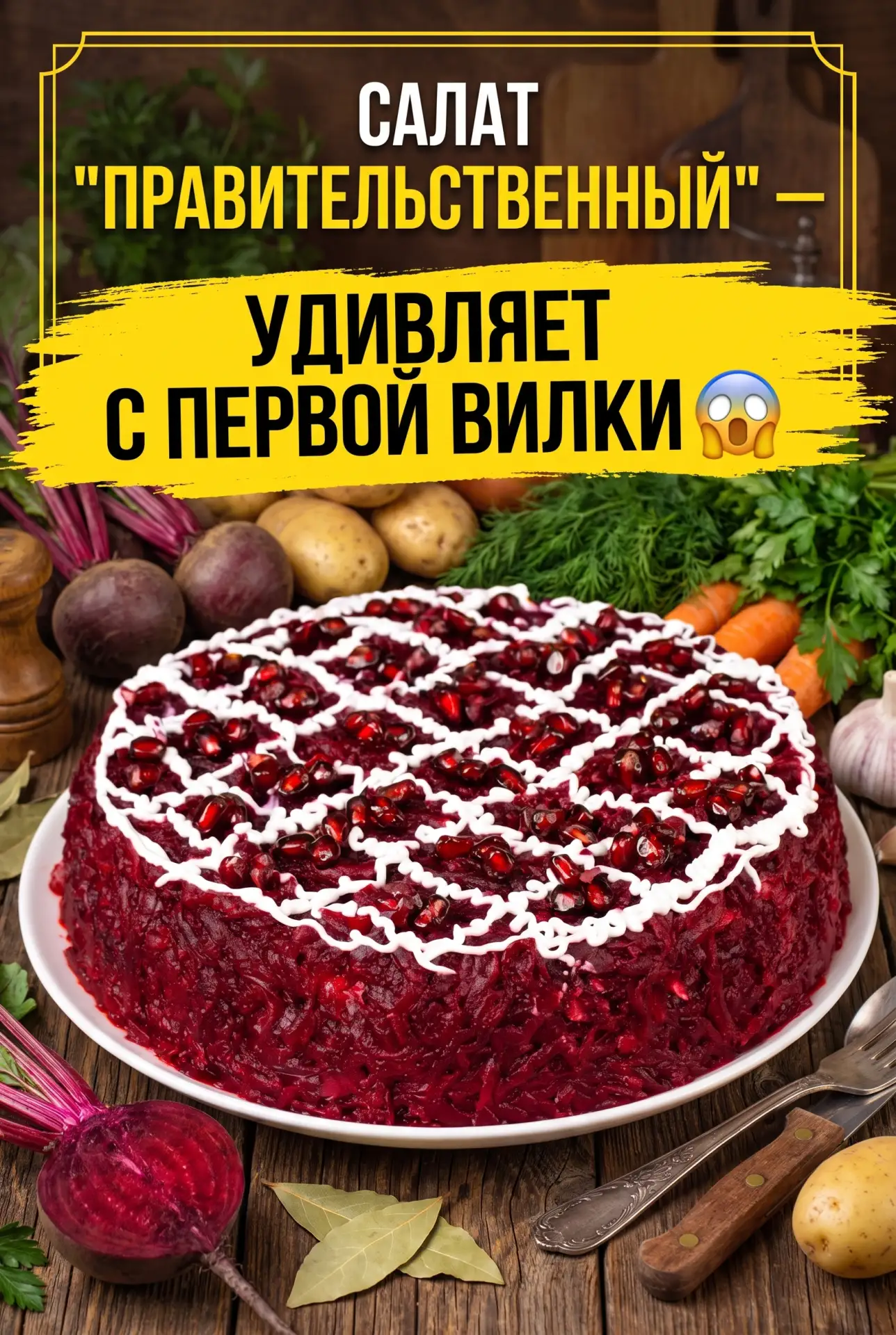 САЛАТ «ПРАВИТЕЛЬСТВЕННЫЙ» — УДИВЛЯЕТ С ПЕРВОЙ ВИЛКИ 😲