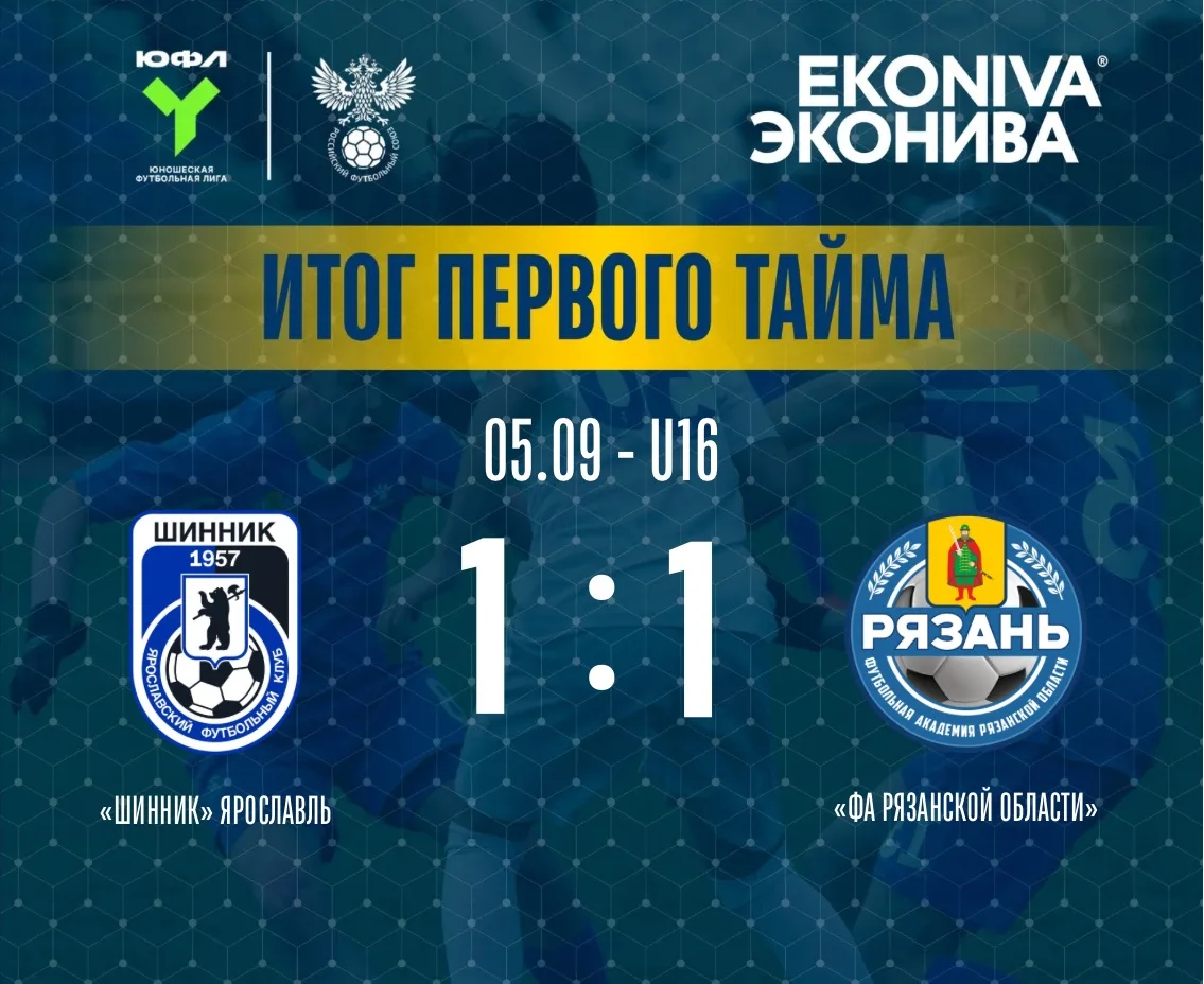 ⏸ После первого тайма — равенство