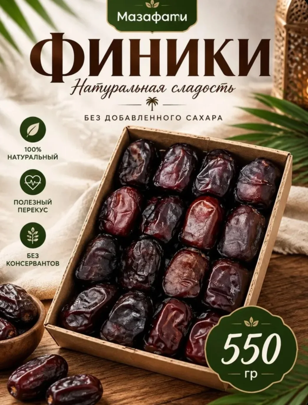 Финики сухофрукты Мазафати без сахара НОВЫЙ УРОЖАЙ 550 гр