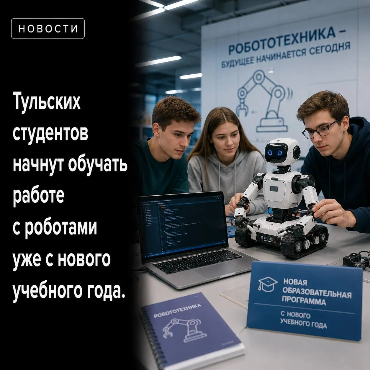 🤖 Тульских студентов начнут обучать работе с роботами уже с нового учебного года.

С 1 сентября 202