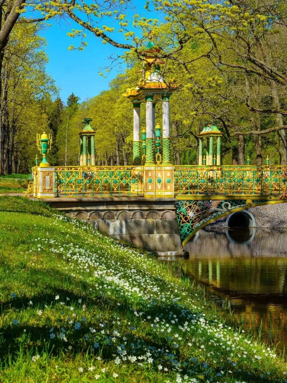 Александровский парк в Пушкине окрасился в весенние цвета.