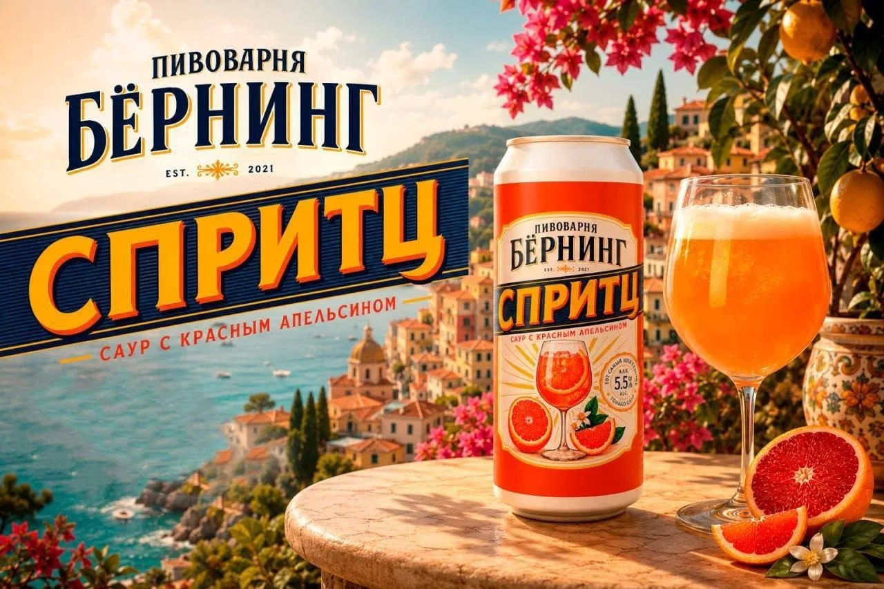 Пенное 🍺со вкусом апероля выпустили пивовары из Бёрнинг. Внутри: красный апельсин и ме...