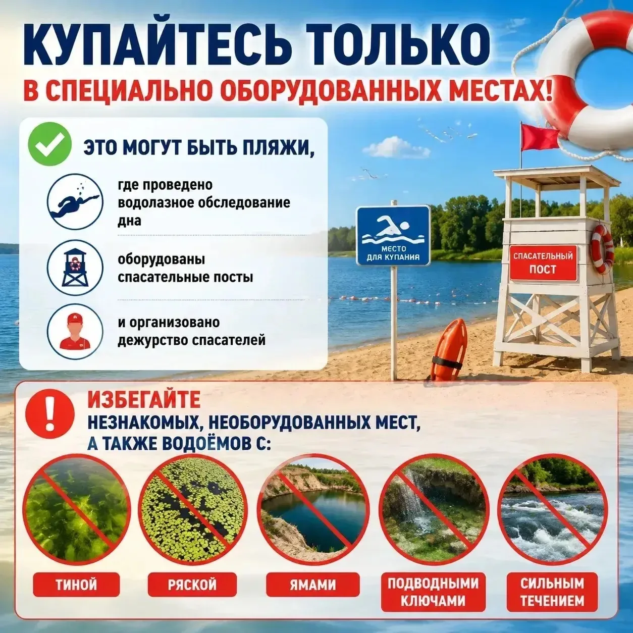 Лето в разгаре, и многие дети проводят время у воды. Напоминаем: купание в открытых вод...