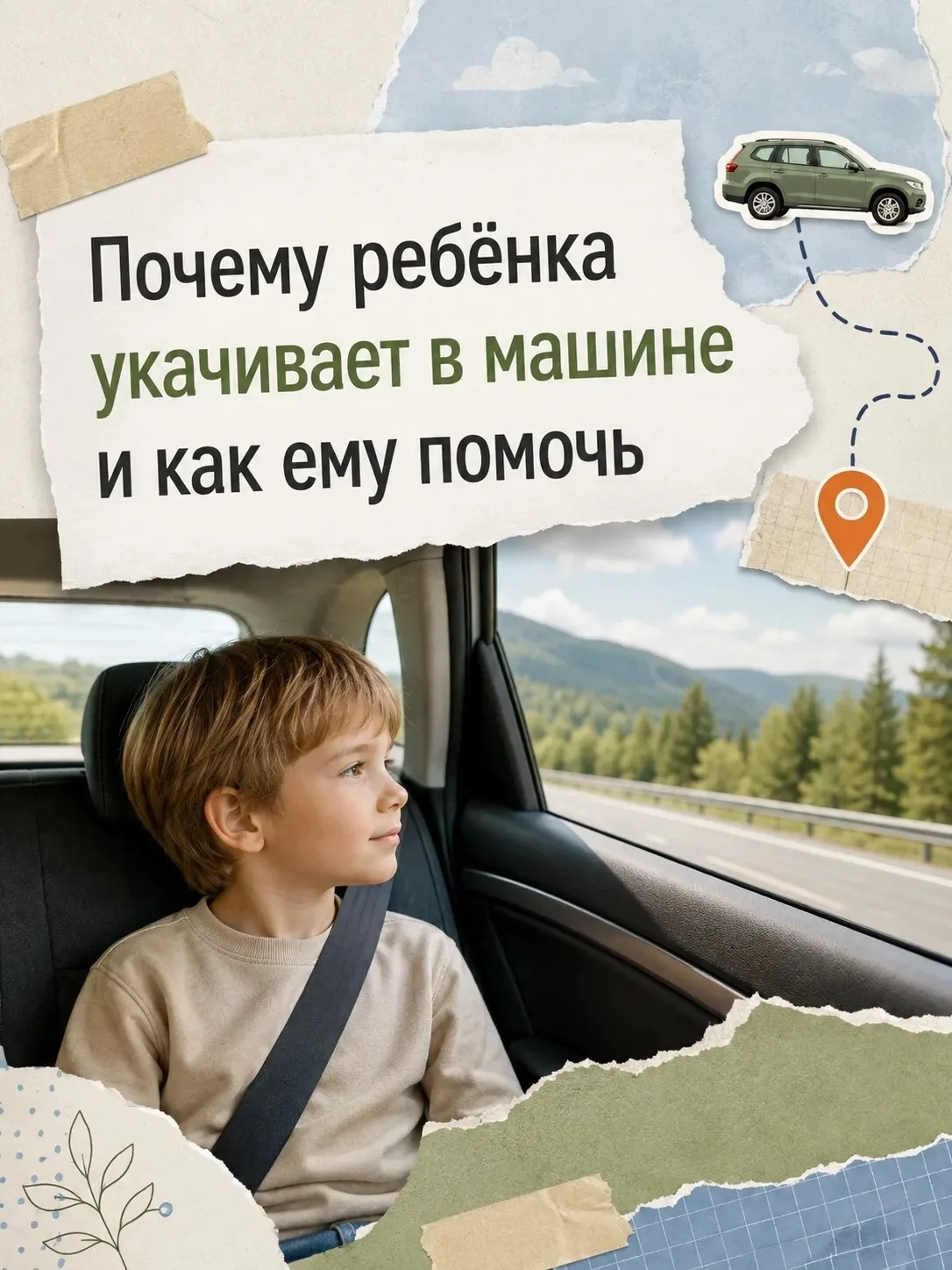 🚗  Почему ребенка укачивает в машине?