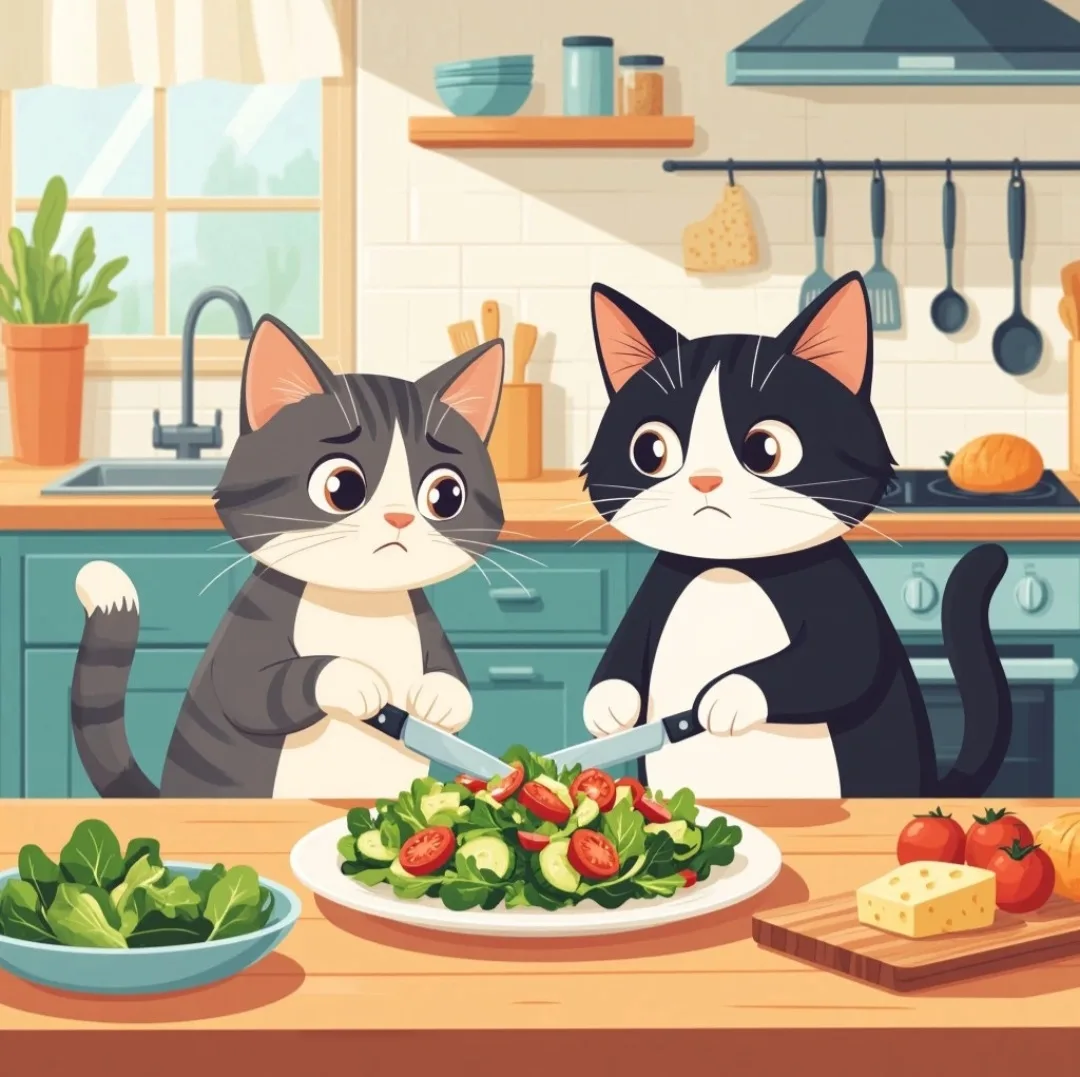Однажды поссорилась кошка с котом. 
А дело меж ними всё было лишь в том, 
Что кот, по базару ходив д